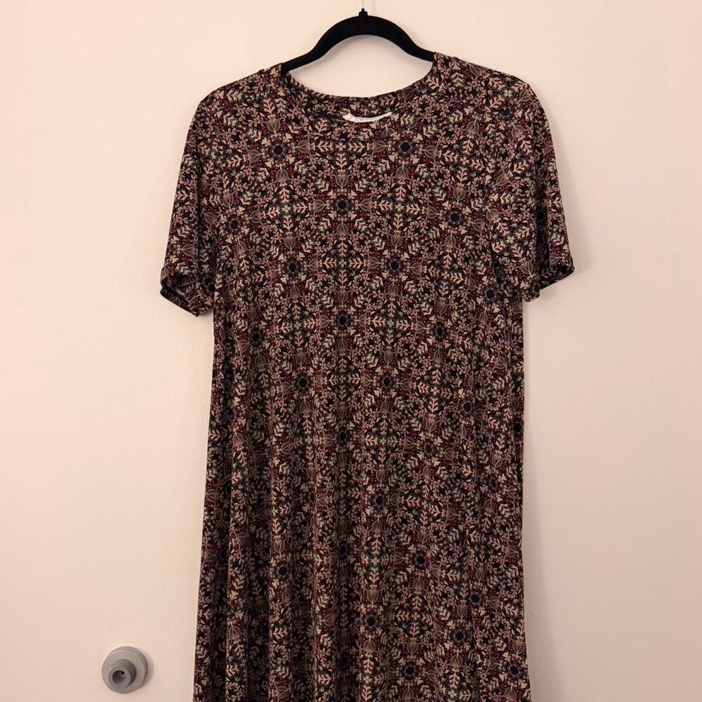 BCBG Generation brown floral midi short sleeve flowy dress Size M